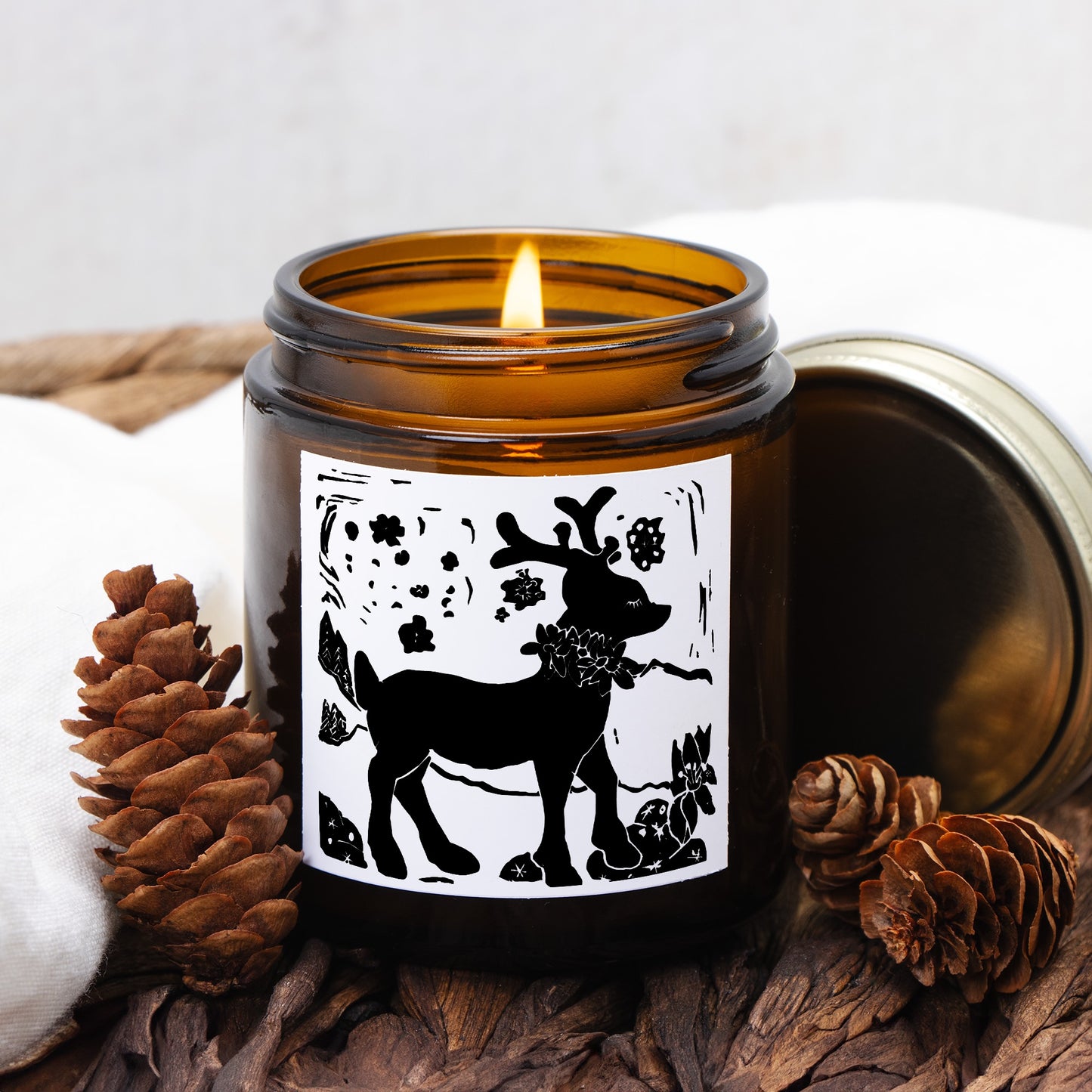 Winter Woodland Deer Candle