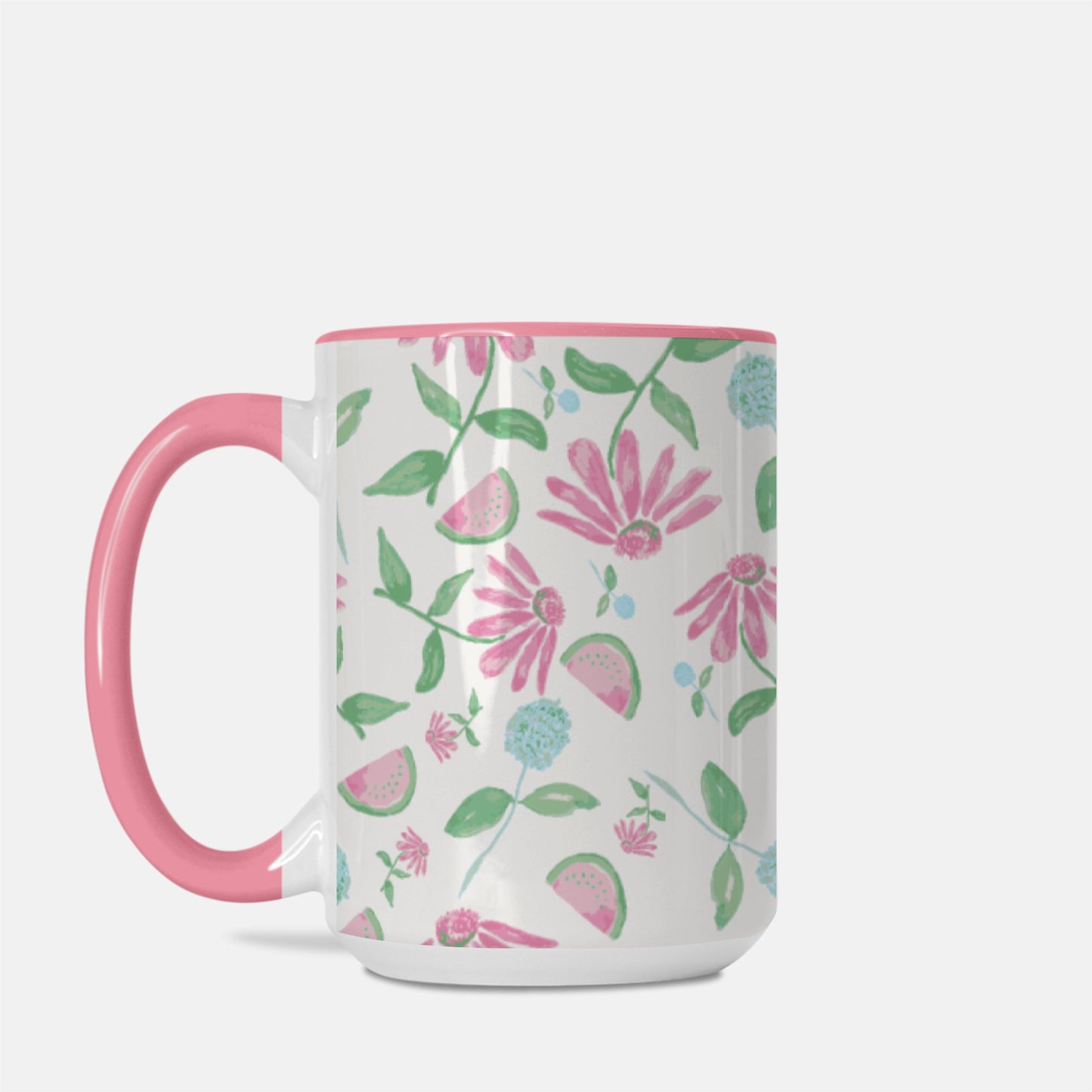 Retro Pink Tossed Flower Mug