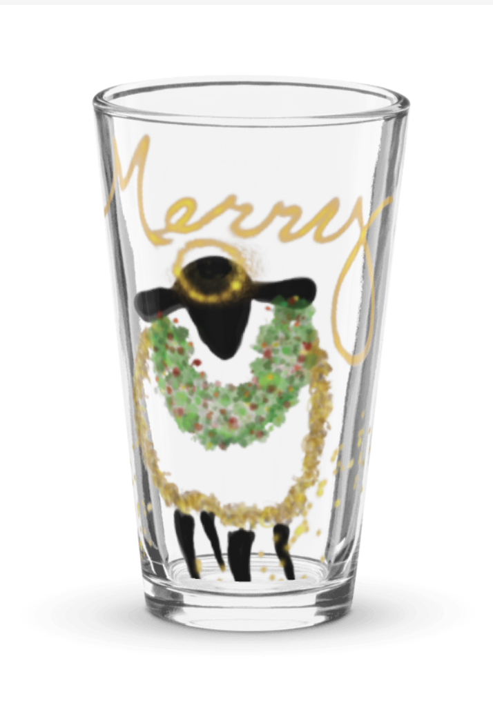 Pint Merry Sheepmas Festive glass