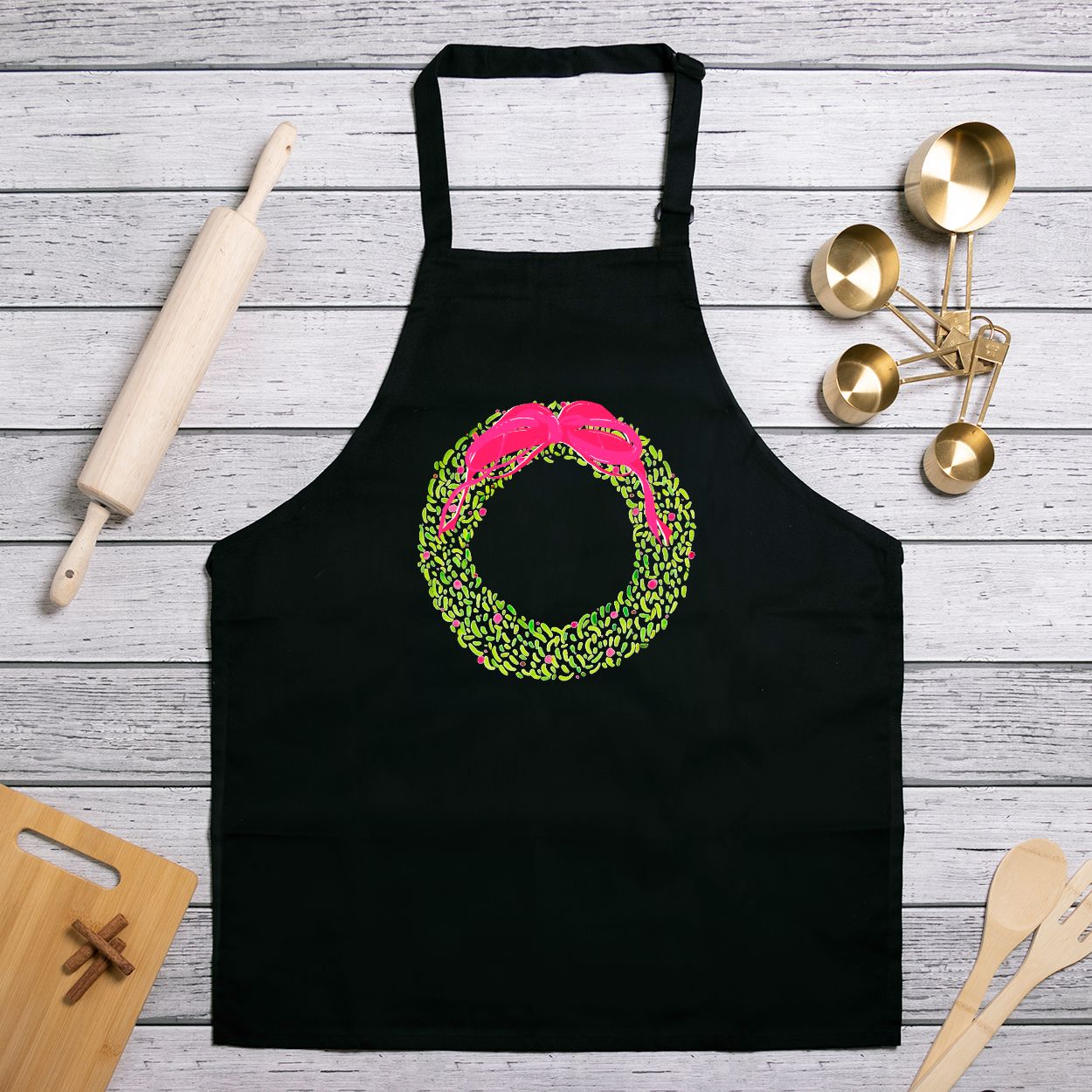 Holiday Apron Wreath (Full-Length)