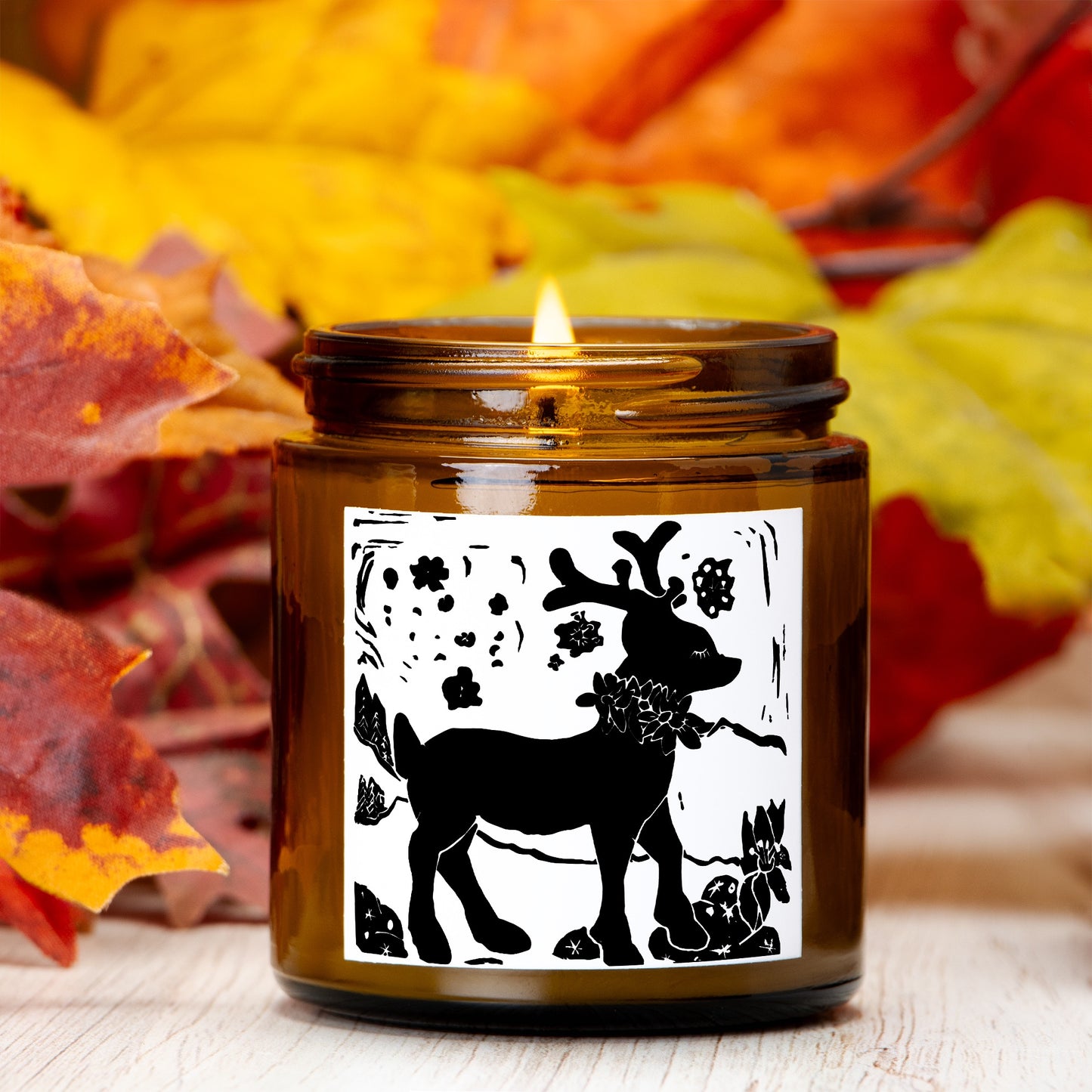 Winter Woodland Deer Candle
