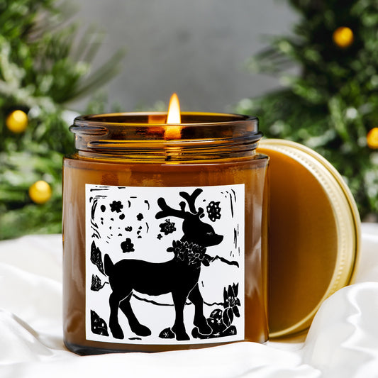 Winter Woodland Deer Candle